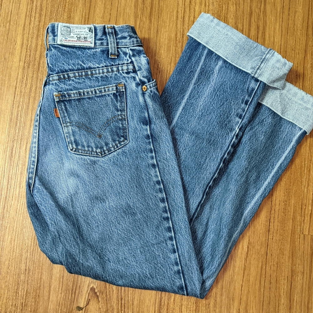 Vintage Levi's Orange Tab California Straights Jeans 23" Long Dark 70s 80s